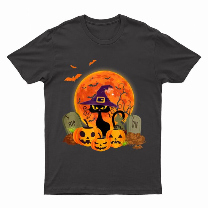 Halloween Scary Black Cat Funny Halloween Costume T-Shirt