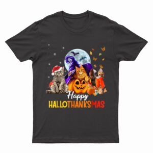 Happy-Thanksgiving Cat Happy-Hallothanksmas Cute-Cats T-Shirt