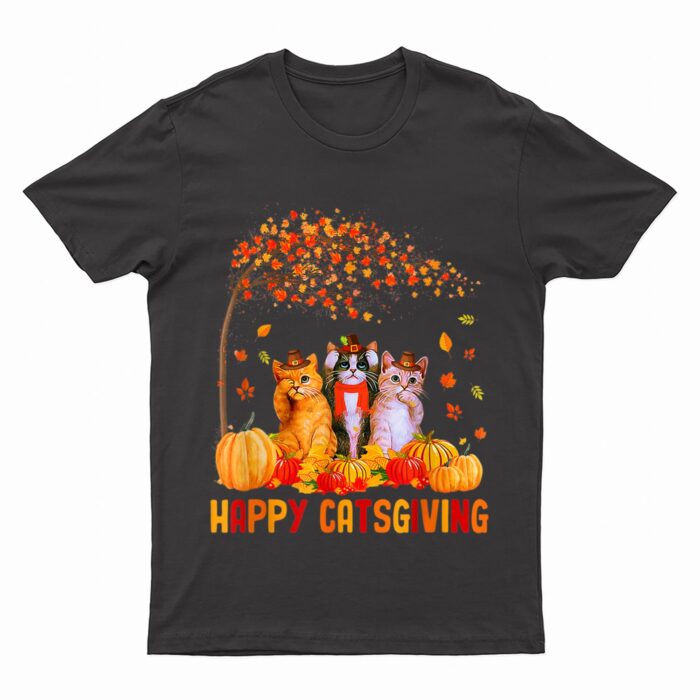 Happy Catsgiving Cute Thanksgiving Cat Lovers Cat T-Shirt
