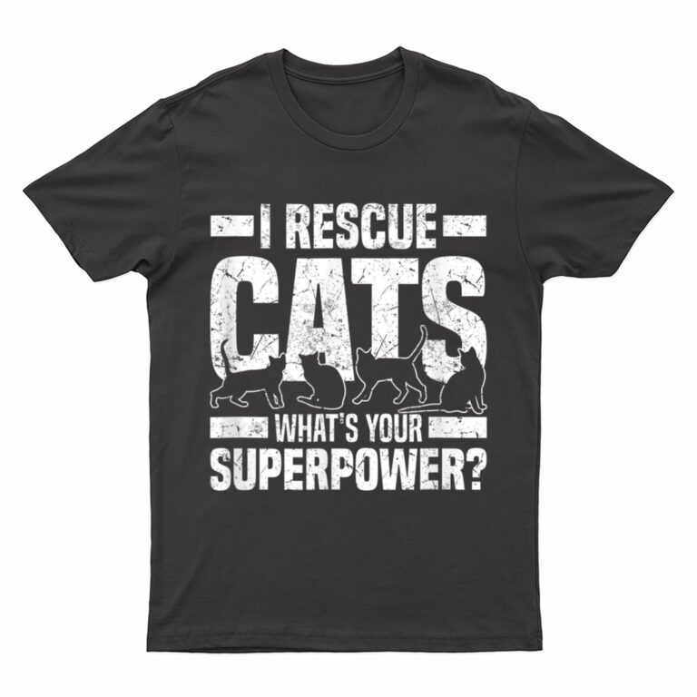I Rescue Cats What S Your Superpower USA Flag Rescue Cat T-Shirt