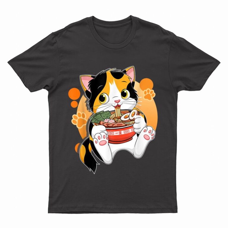 Kawaii Anime Cat  Japanese Ramen Noodles Gift T-Shirt