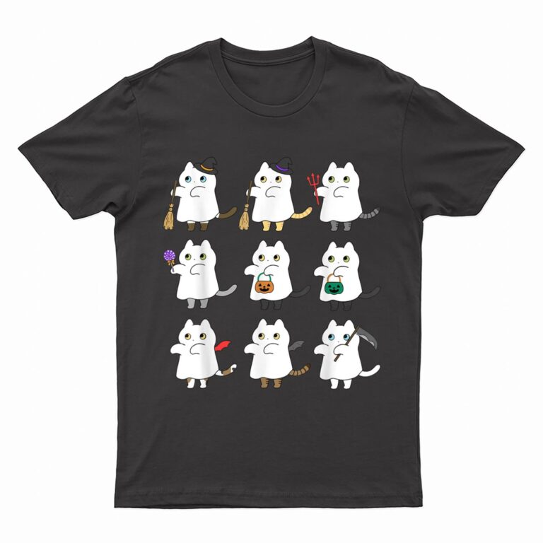 Kawaii Cat Ghosts Black Cat Halloween Cute Costume Spooky T-Shirt