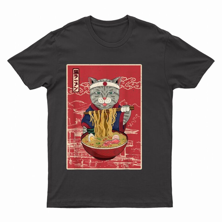 Kawaii Cat Japanese Black Anime Gift Official Teenager Girls T-Shirt