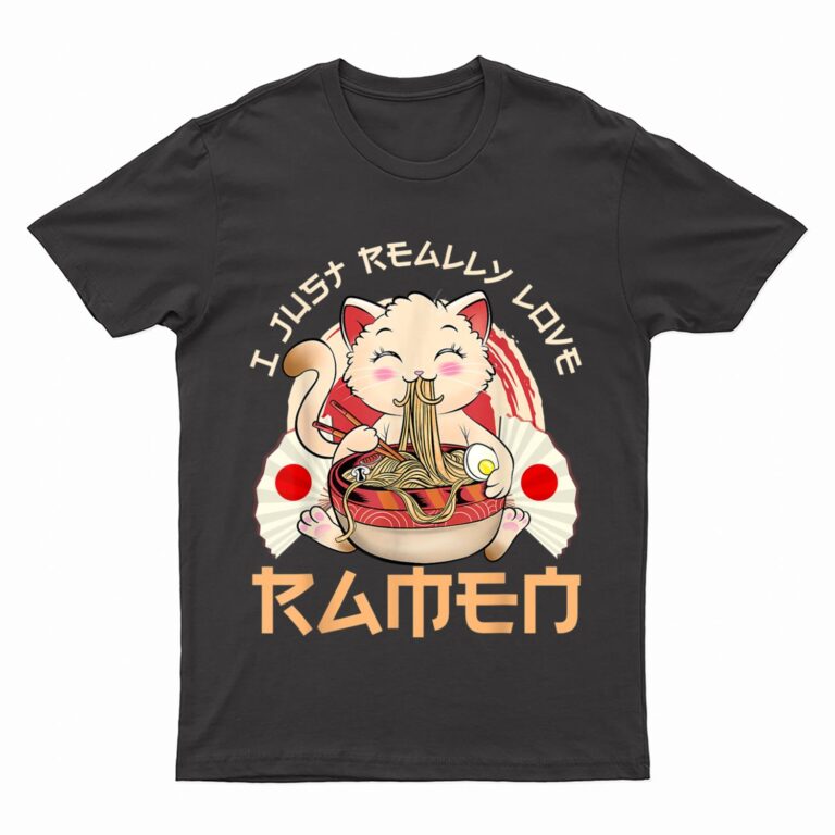 Kawaii Cat Ramen Japanese Black Anime Gift T-Shirt