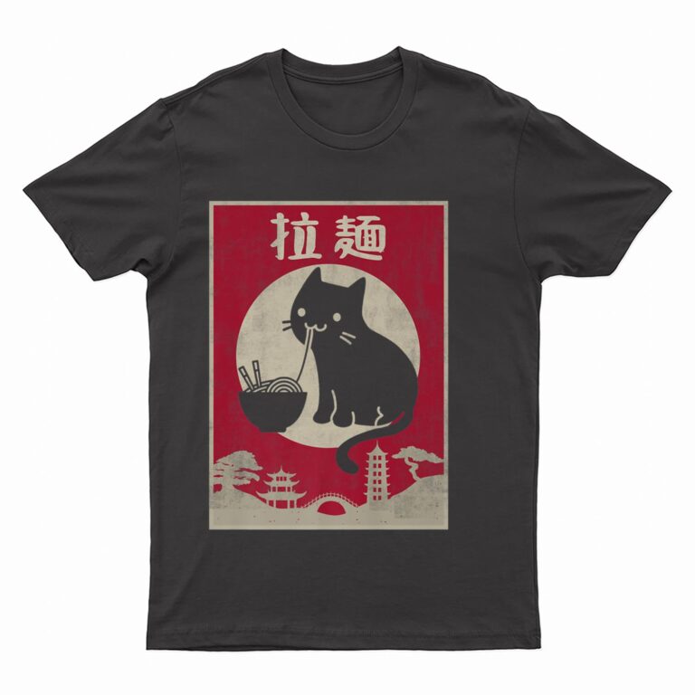 Kawaii Cat Ramen Vintage Anime Japanese Food Girls Boys Teen Premium T-Shirt