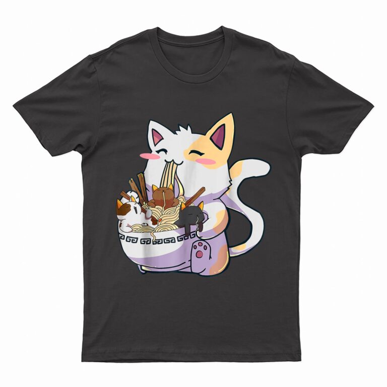 Kawaii Neko Cat Ramen Bowl Anime Japanese Noodles T-Shirt
