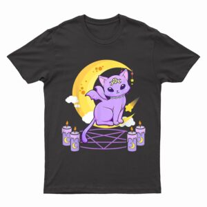 Kawaii Pastel Goth Cute Creepy Black Cat Pagan Kitty Occult T-Shirt