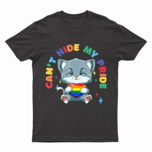 LGBQ Pride Rainbow Heart Cat Hugging LGBQ Heart T-Shirt