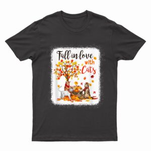 Maple Cat Leaf Fall Hello Autumn Bicycle T-Shirt