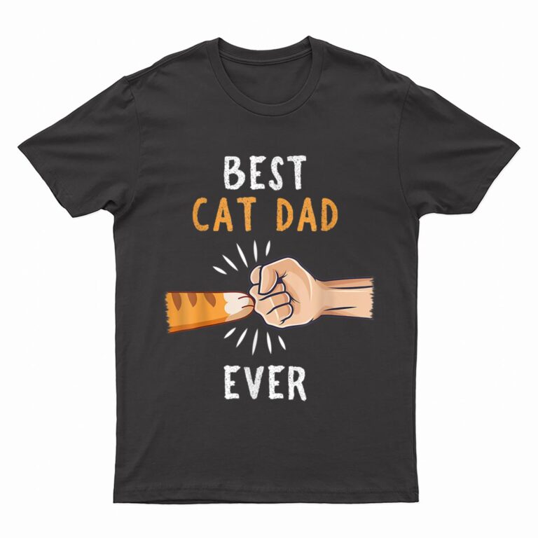 Mens Best Cat Dad Ever Paw Fist Bump T-Shirt