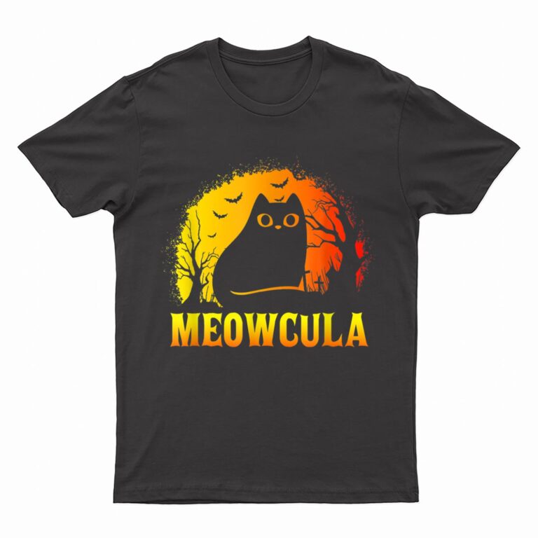 Meowcula Black Cat Halloween Vampire Cat T-Shirt