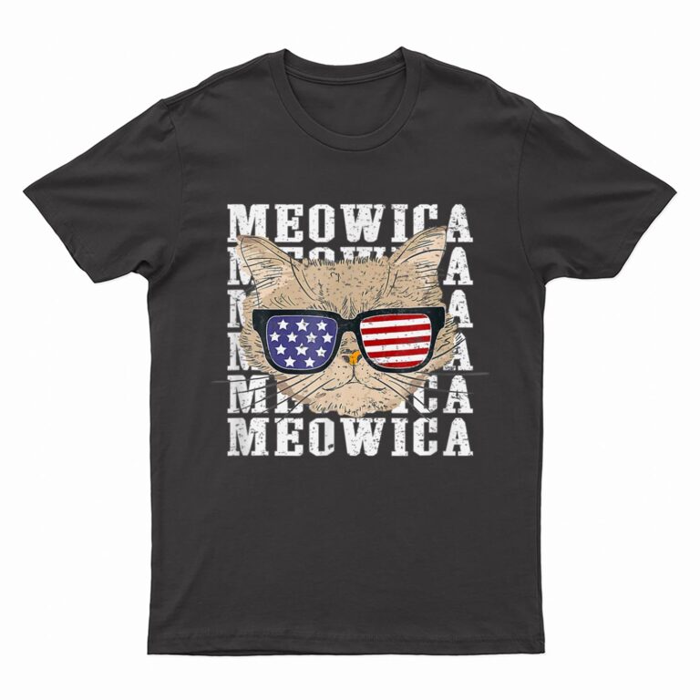 Meowica 4H Of July Kitty Cat For Men Boy Girl T-Shirt