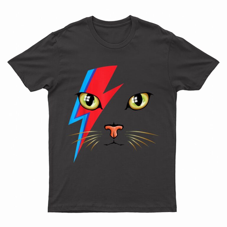 Meowie Bowie Cat Retro Kitty Cat Funny Glam Rock Music T-Shirt