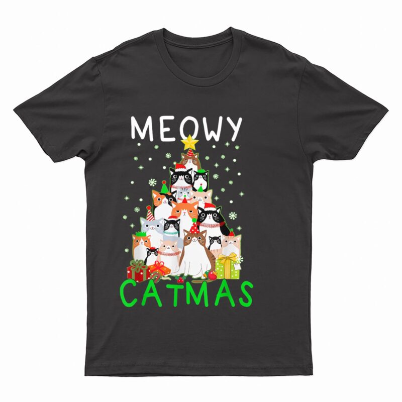 Meowy Catmas Cat Christmas Tree Xmas T-Shirt