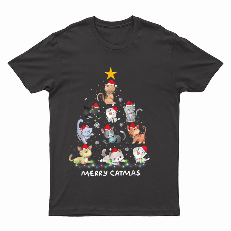 Merry Catmas Cat Christmas Tree Meowy Catmas T-Shirt