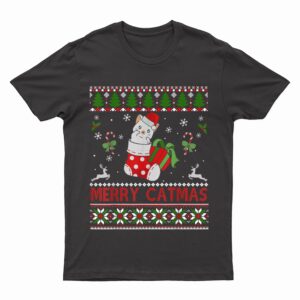 Merry Catmas Christmas Cats In Socks Kitty Cat Lover Gift T-Shirt