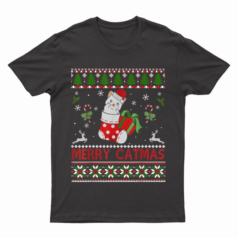 Merry Catmas Christmas Cats In Socks Kitty Cat Lover Gift T-Shirt