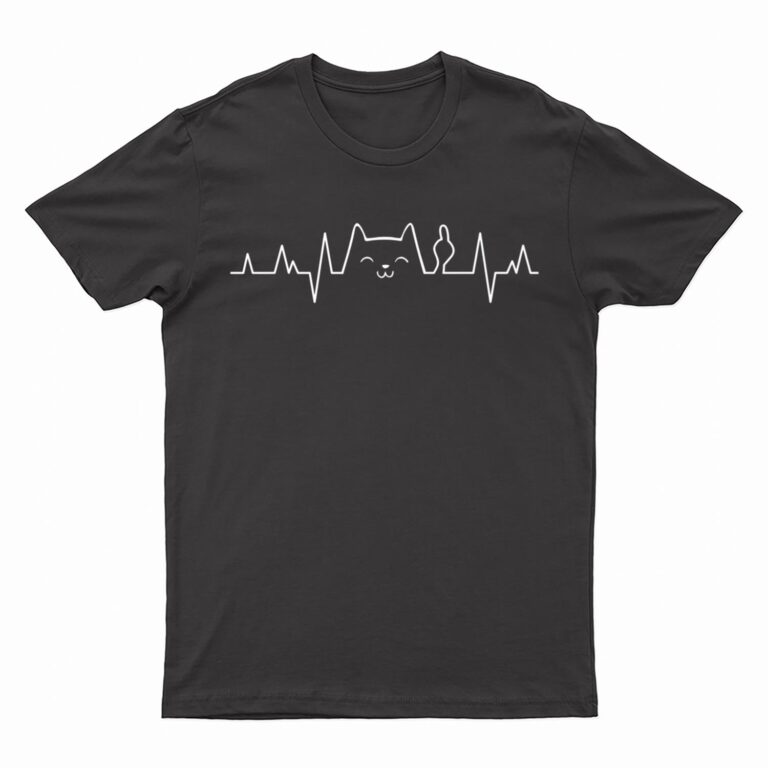 Middelfinger Cat Heartbeat ECG Electrocardiogram Cardiogram Premium T-Shirt