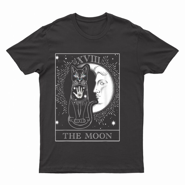 Moon Tarot Card and Cat Occult Graphic T-Shirt