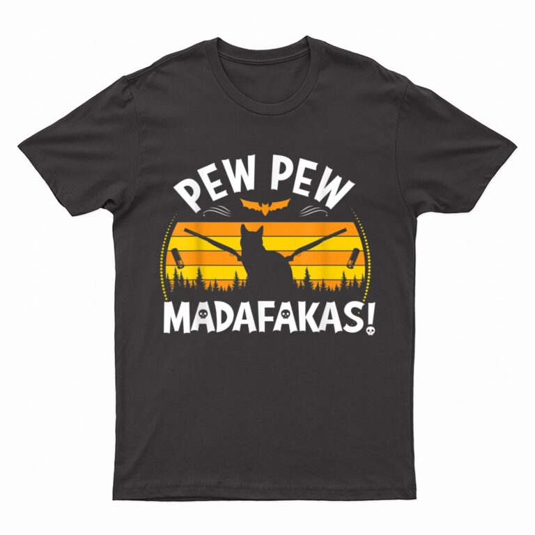 Pew Pew Madafakas scary boo night Halloween black cat T-Shirt