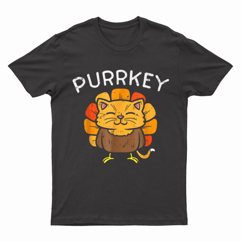 Purrkey Turkey Cat Kitten Funny Thanksgiving Cat Owner Lover T-Shirt