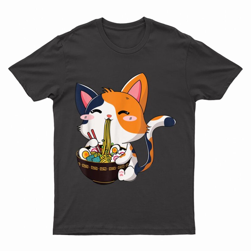 Ramen Cat  Neko Anime Kawaii Cat Lover T-Shirt