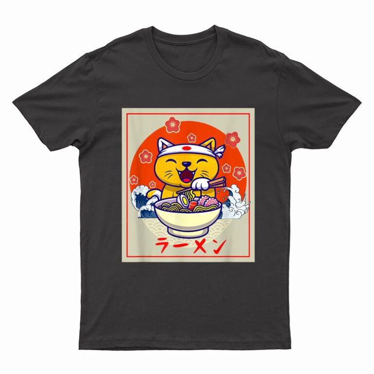 Ramen Cute Cat Kawaii Anime Japanese Food Neko Teens Girls T-Shirt