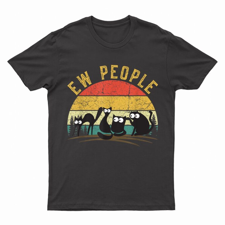 Retro Black Cat shirt for women Cat lover funny Ew people T-Shirt