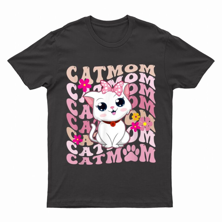 Retro Cat Mom Groovy Cute Kitten Cat Lover T-Shirt