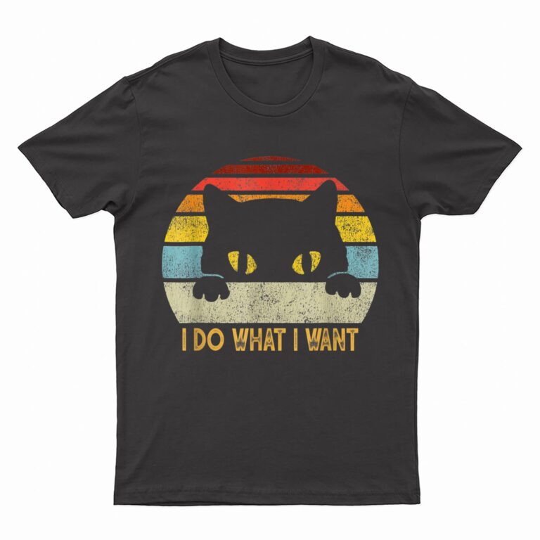 Retro I Do What I Want Cat Funny Meow 80s 90s Cat Lover T-Shirt