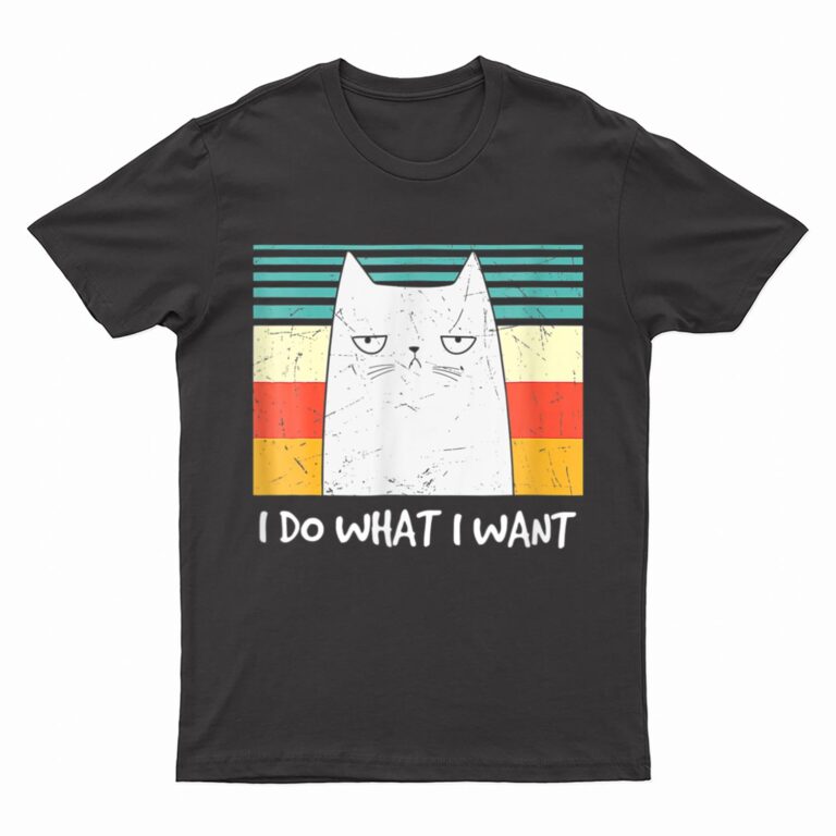 Retro Meow Cat I Do What I Want Funny Black Cat Lovers T-Shirt