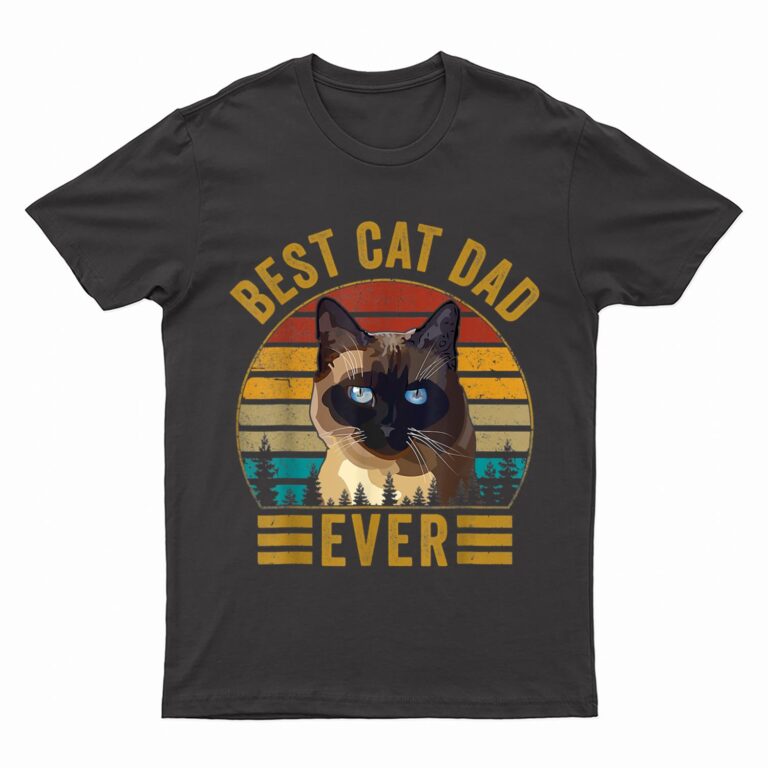 Retro Vintage Best Cat Dad Ever Fathers Day Siamese Cat T-Shirt