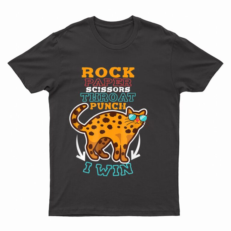 Rock Paper Scissors Hroat Punch I Win Cat Hand Game Player T-Shirt