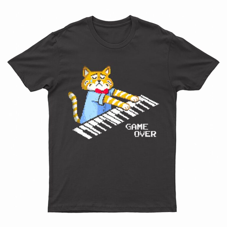 Sad Cat playing keyboard Game Over T-Shirt