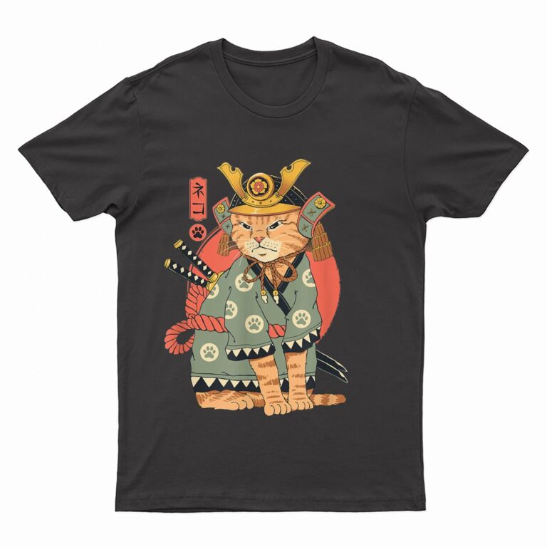 Samurai Japanese Cat Bushido Katana Vintage Gifts Men Women T-Shirt