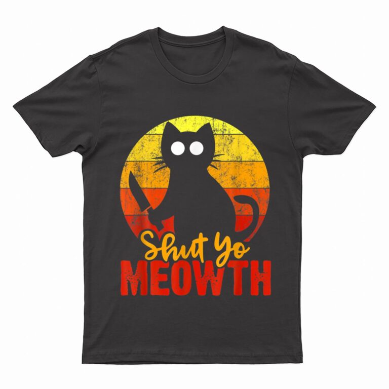 Shut Your Meowth Gory Halloween Cat With Knife Murderous T-Shirt