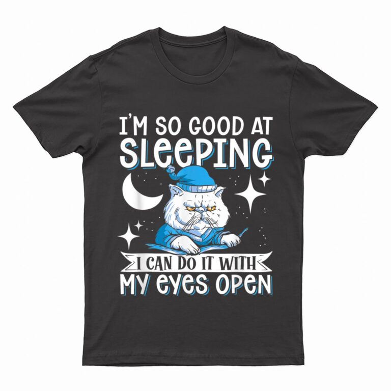 Sleeping Cat With Open Eyes Cat Lover T-Shirt