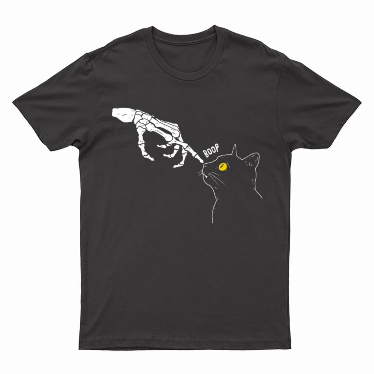Spooky Boop Black Cat Skeleton Hands Halloween Witchy T-Shirt