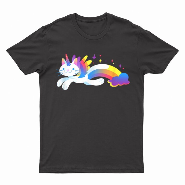 Unicorn Kitty Rainbow  - Flying Unicat Caticorn T-Shirt