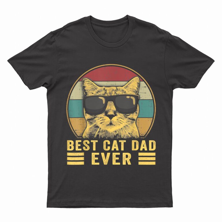 Vintage Best Cat Dad Ever Bump Fit T-Shirt