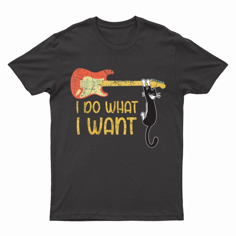 Vintage Guitar and Cat Lover Men Women I do what i want Cat T-Shirt