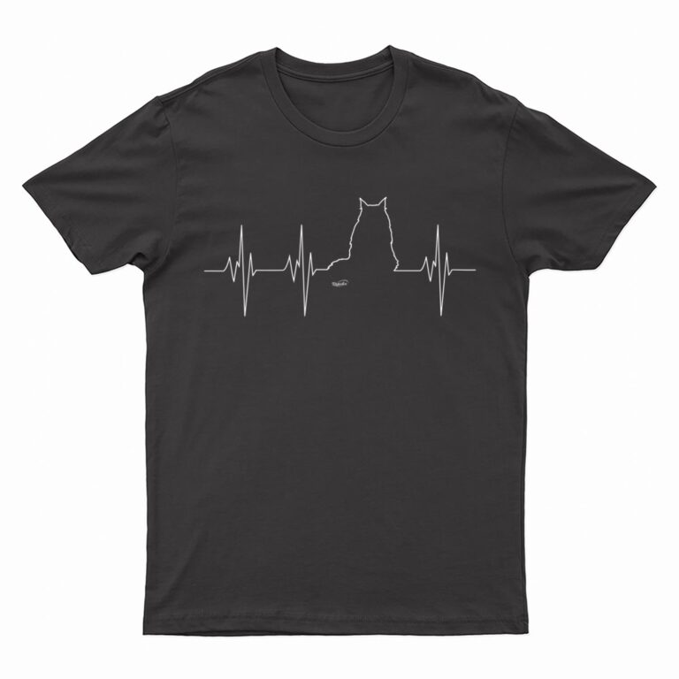 Womens Maine Coon Cat Heartbeat T-Shirt